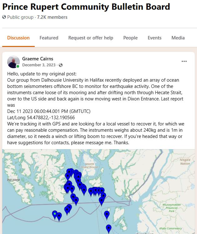 BC drifter - Prince Rupert Facebook post (G Cairns)