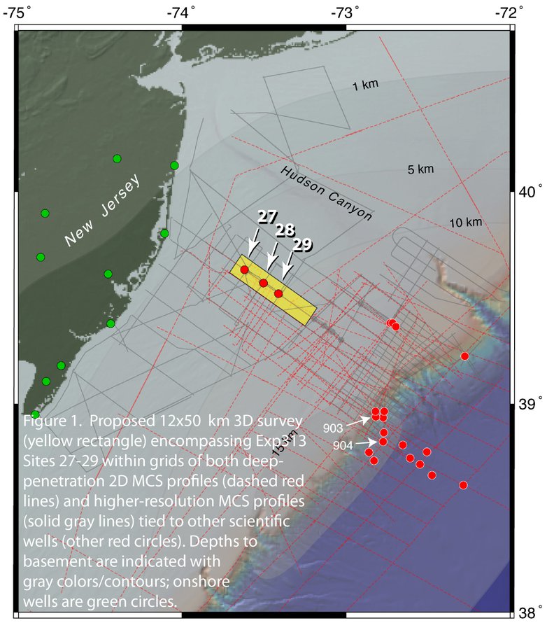 Survey map for MCS data acquired offshore New Jersey